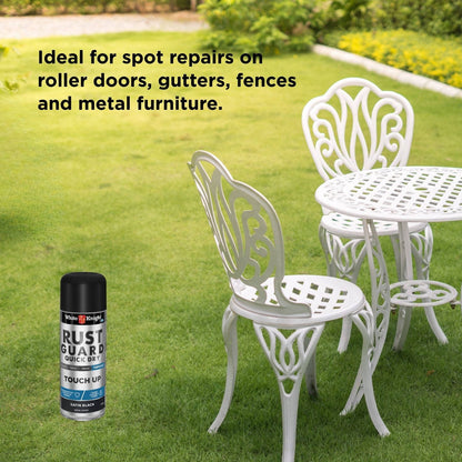 White Knight Rust Guard Black Satin Touch Up Spray Paint - 300g