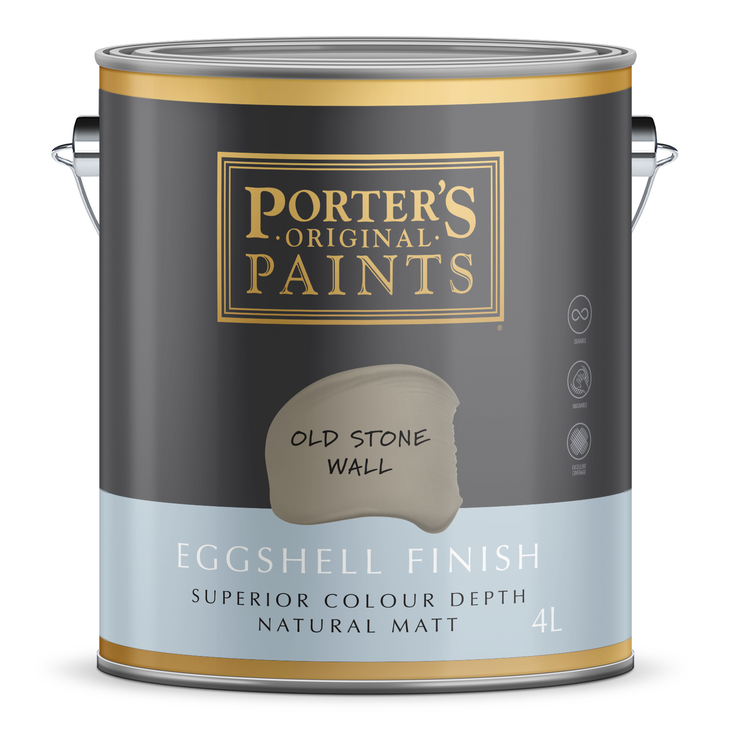 Porter's Washable Paint - 4L - Old Stone Wall - Eggshell