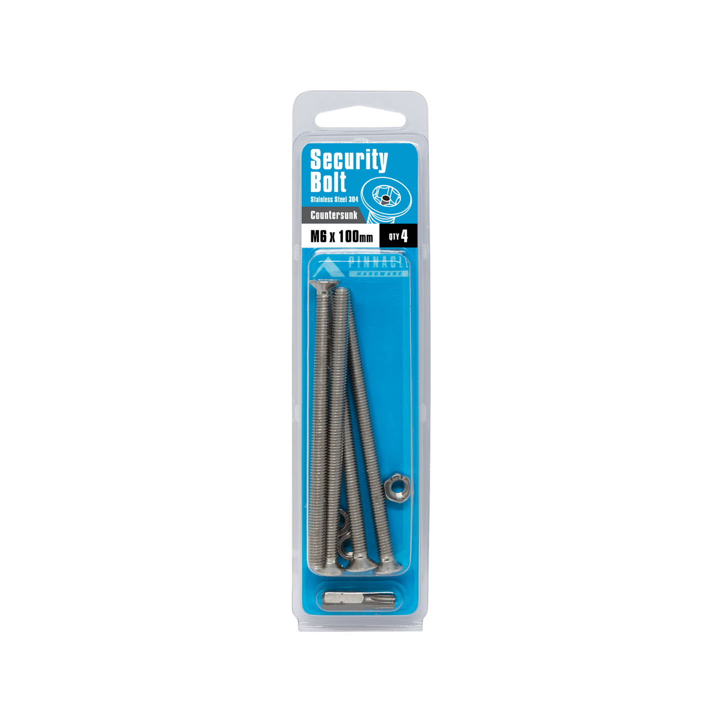 Pinnacle M6 Stainless Steel Security Bolts - 100mm - 4 Pack