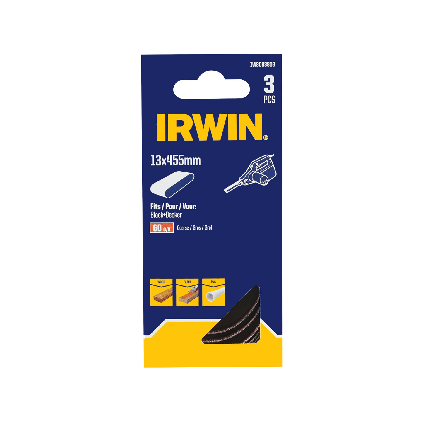 Irwin Powerfile Belt - 13mm - 60 Grit - 3 Pack
