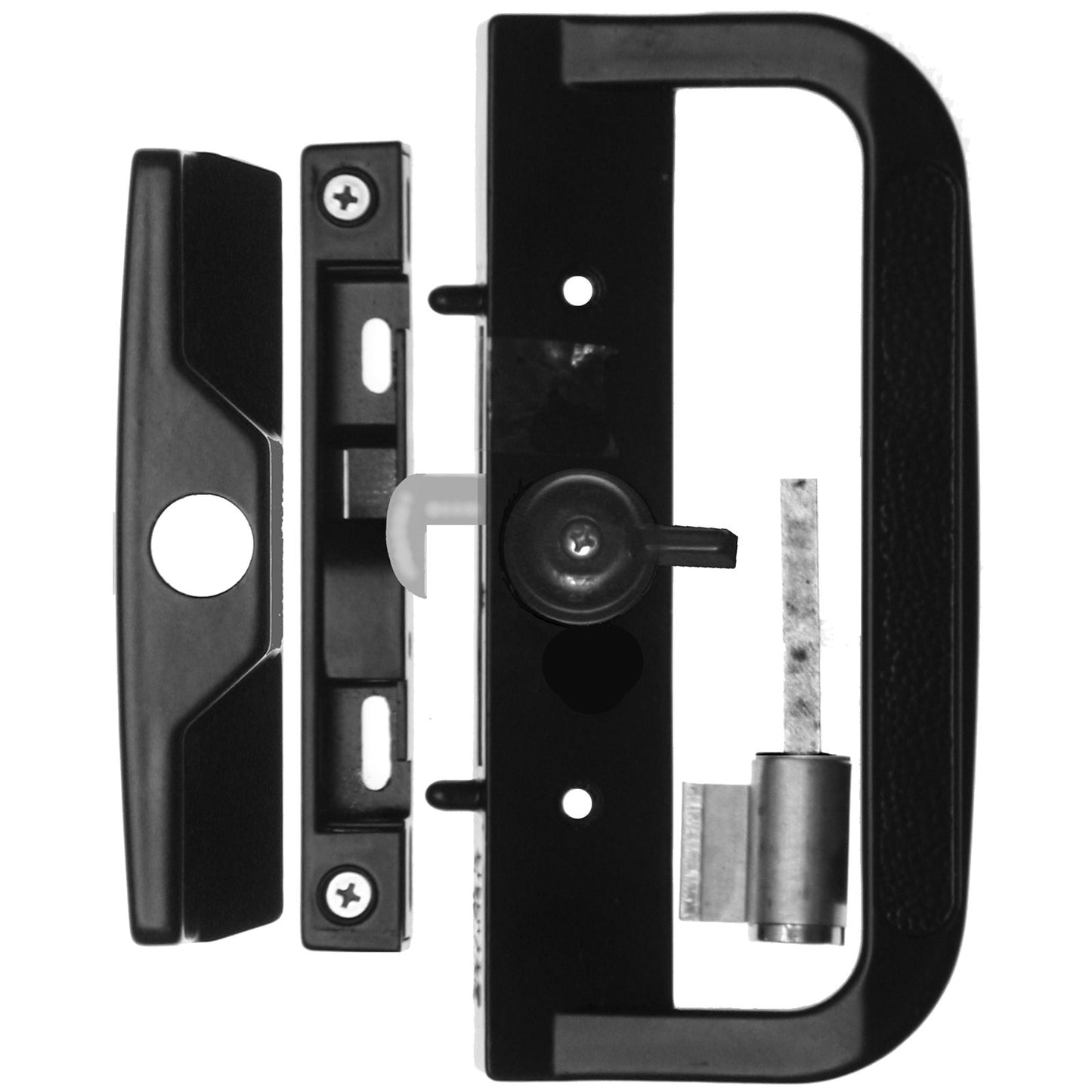 Rolltrak Black Sliding Patio Door Keyed Lock Set - 49mm