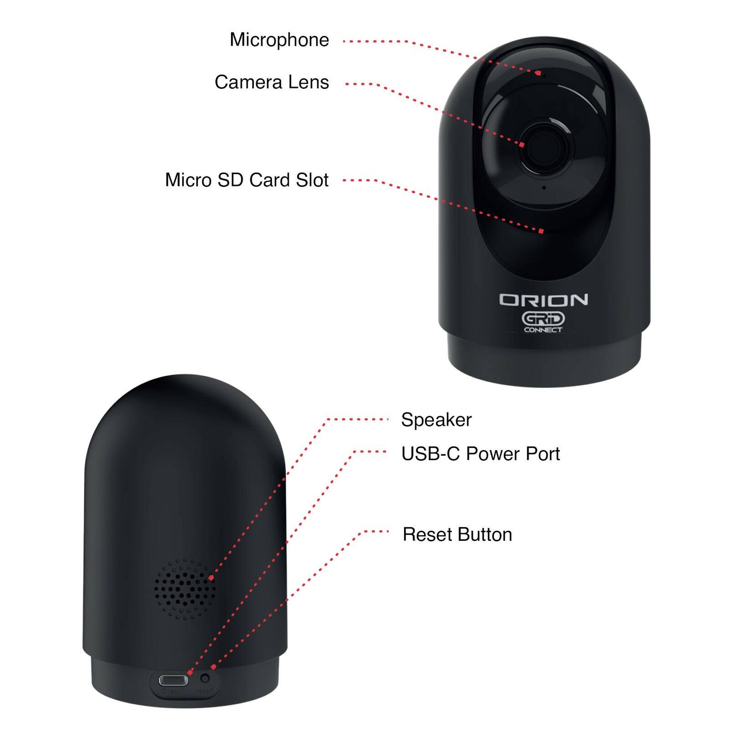 Orion Grid Connect Smart Indoor Security Camera - 4MP - Black