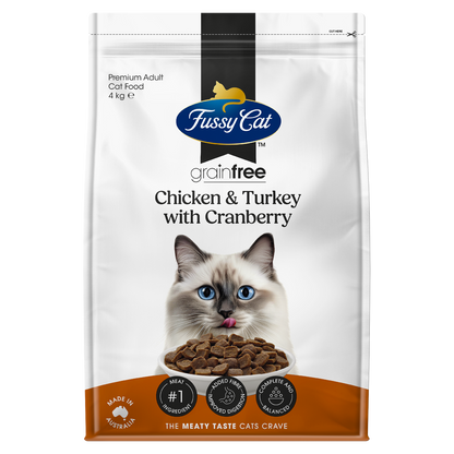 Fussy Cat Grain Free Dry Cat Food - Chicken Turkey with Cranberry - 4kg