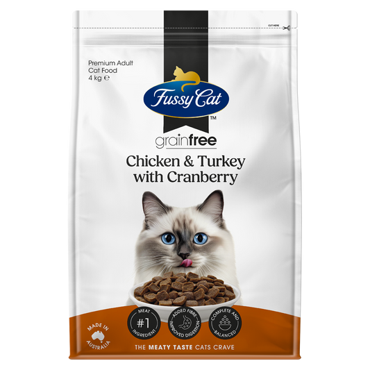 Fussy Cat Grain Free Dry Cat Food - Chicken Turkey with Cranberry - 4kg