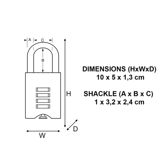 Master Lock 50mm Brass Resettable Combination Padlock - Weather Resistant