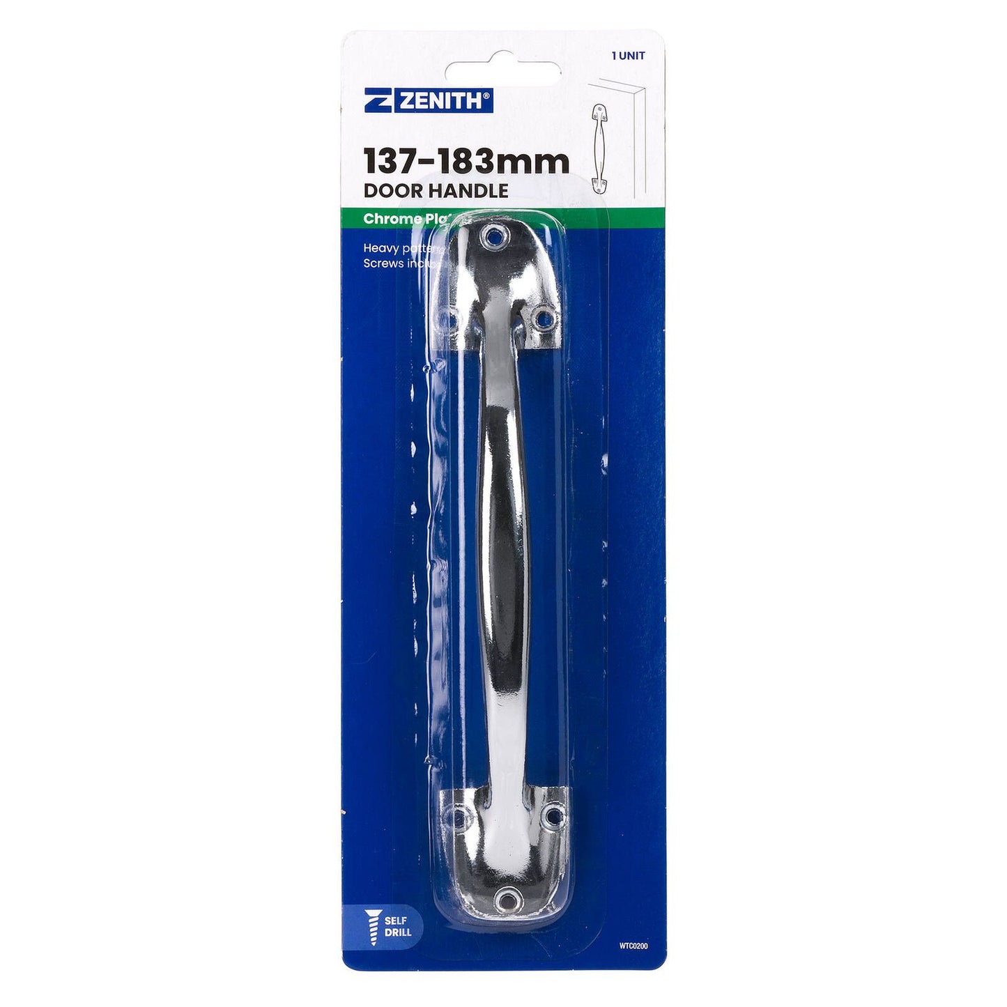 Zenith Door Handle - 195mm - Chrome