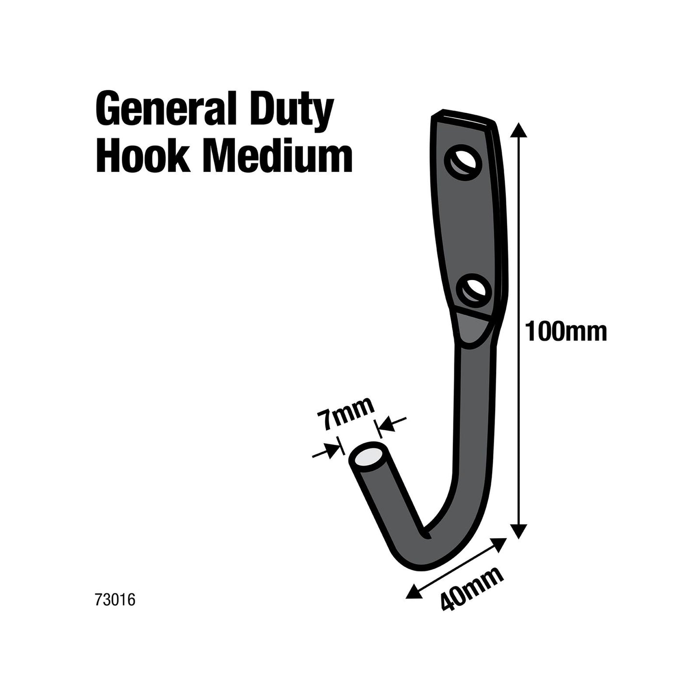 Everhang Medium Black J Bolt Hook - 5 x 45 x 105mm