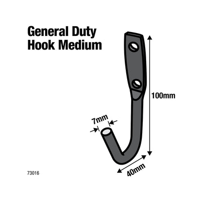 Everhang Medium Black J Bolt Hook - 5 x 45 x 105mm