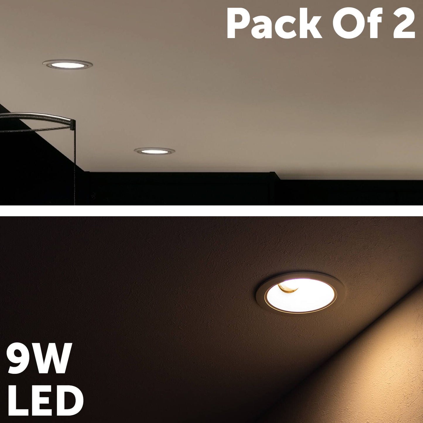 Arlec Tri Colour Dimmable LED Downlight - 9W - 92mm - 2 Pack