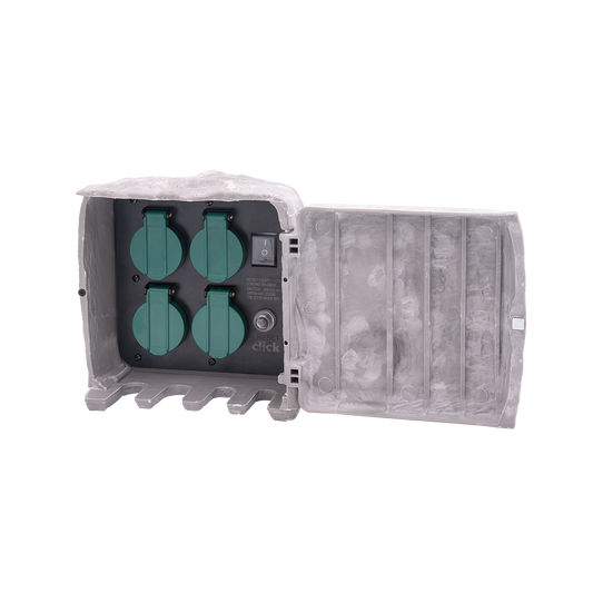 Click Power Garden Socket Stone - 4 x 10A Outlets with Cover