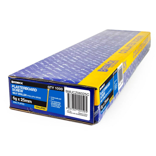 Bremick Collated Screw - 6g x 25mm - Zinc Yellow - 1000 Pack