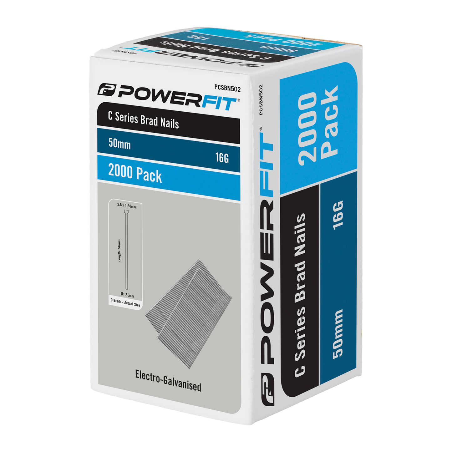 Powerfit C Series Brad Nails - 50mm - 2000 Pack