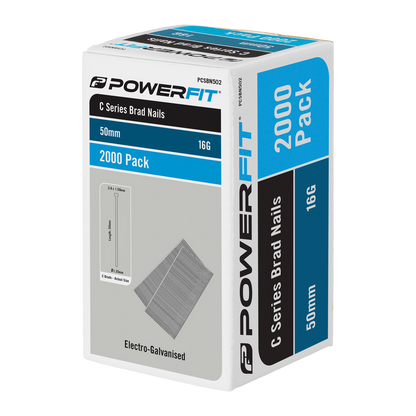 Powerfit C Series Brad Nails - 50mm - 2000 Pack