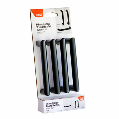 Taskmaster Black Matte Hollow Round Handle - 96mm - 4 Pack