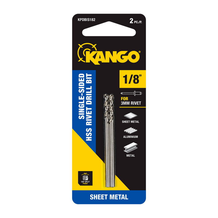 Kango 1 8 HSS Single Sided Rivet Drill Bit 2 Pack