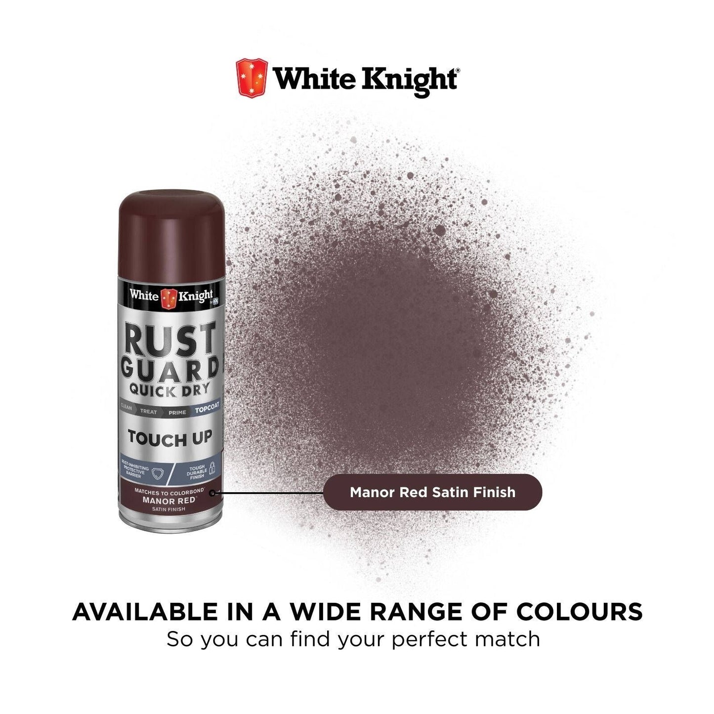 White Knight Rust Guard Manor Red Satin Touch Up Spray Paint - 300g