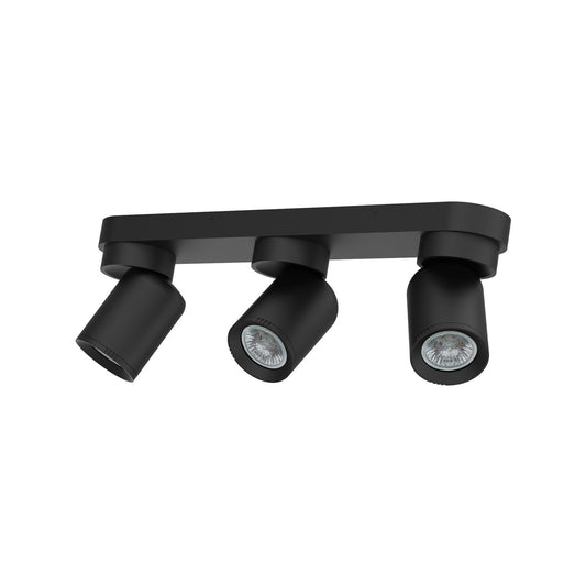 Click 3 Head Adjustable GU10 Spotlight - Matte Black - 1390 x 122mm