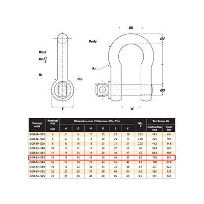 Gorilla 13mm Bow Shackle - 2T Grade S - Alloy - Industrial Lifting