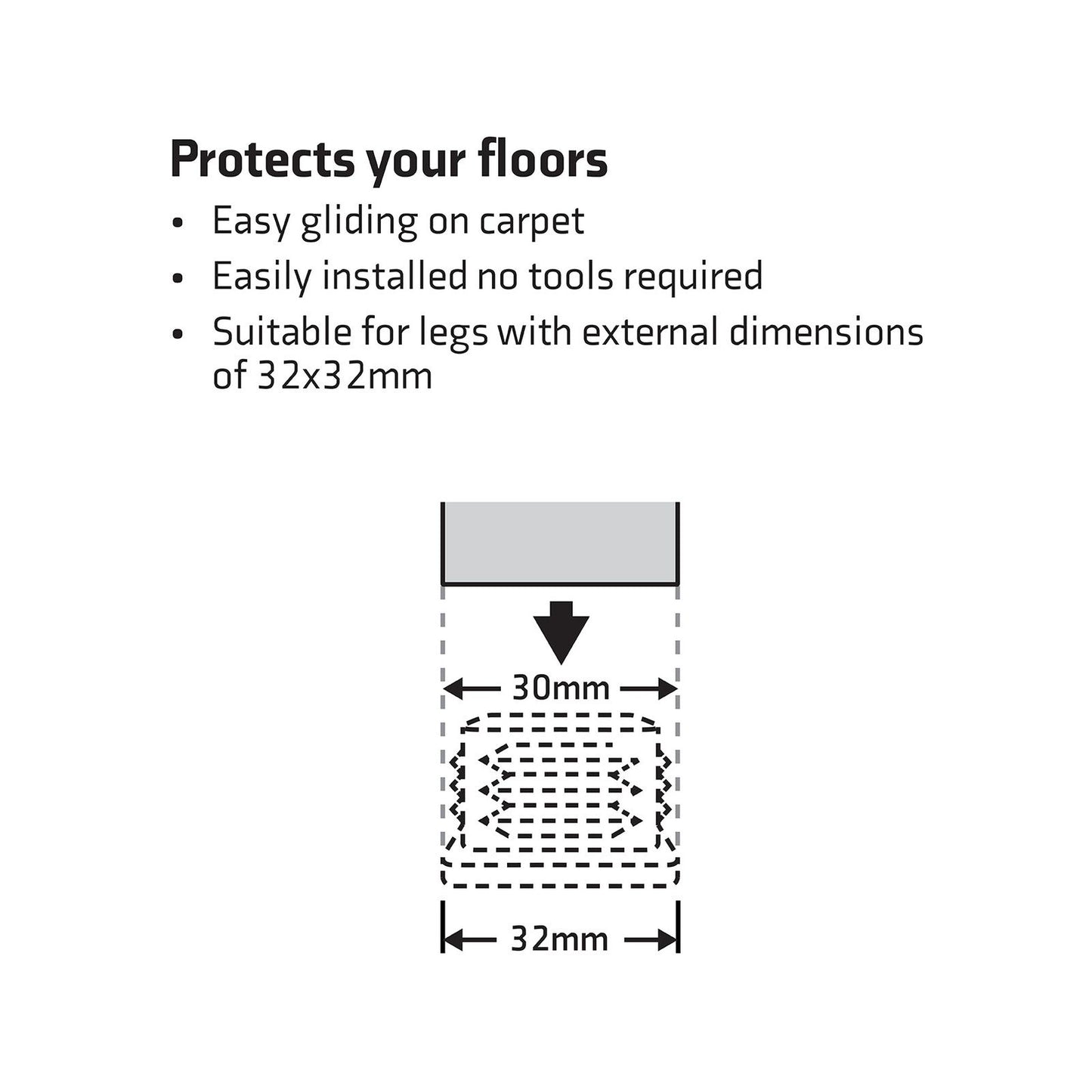 Surface Gard Chair Tips - 32mm - Black - 4 Pack