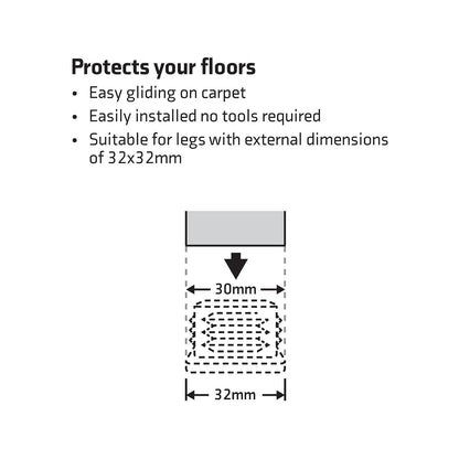 Surface Gard Chair Tips - 32mm - Black - 4 Pack