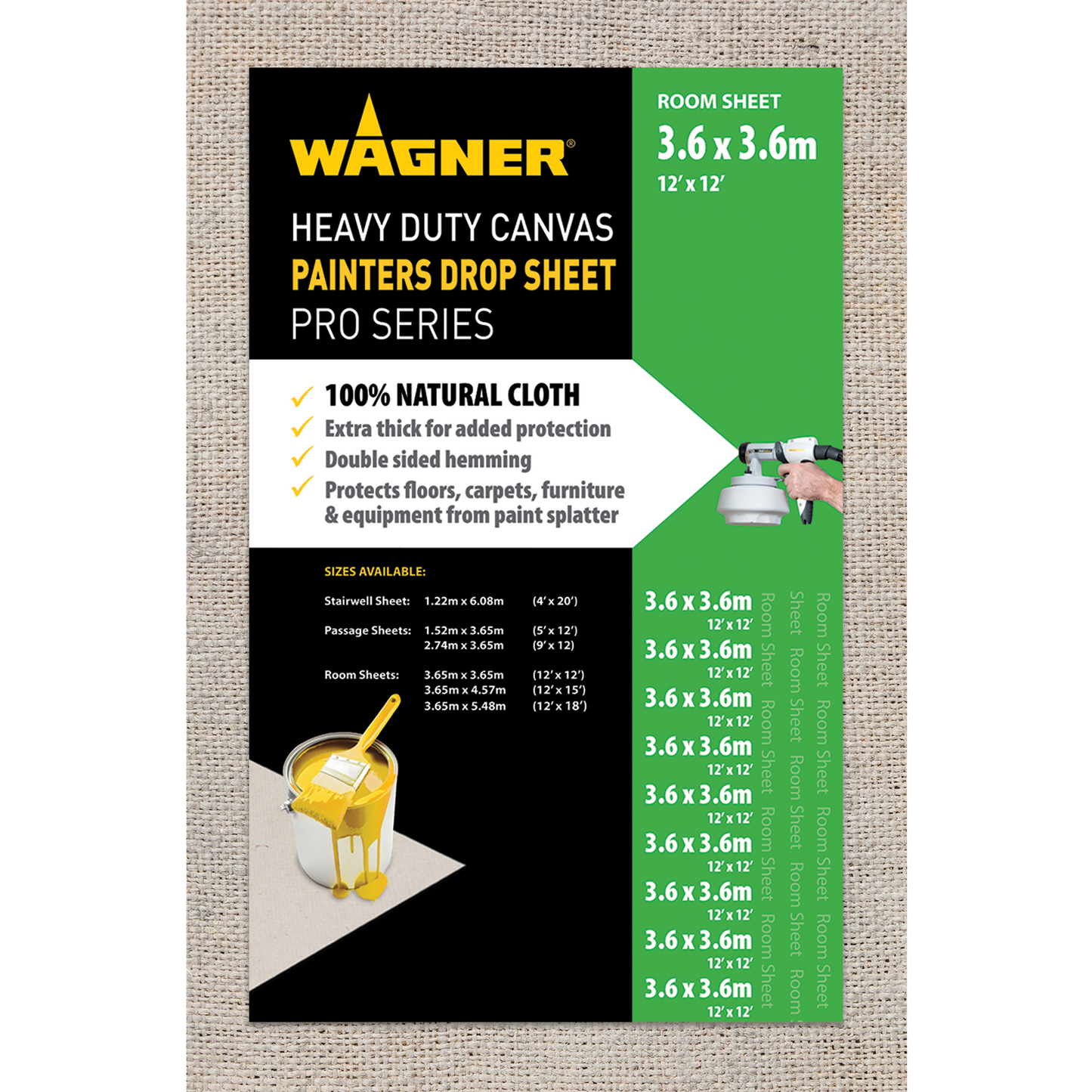 Wagner Heavy Duty Canvas Drop Sheet - 3.65 x 3.65m