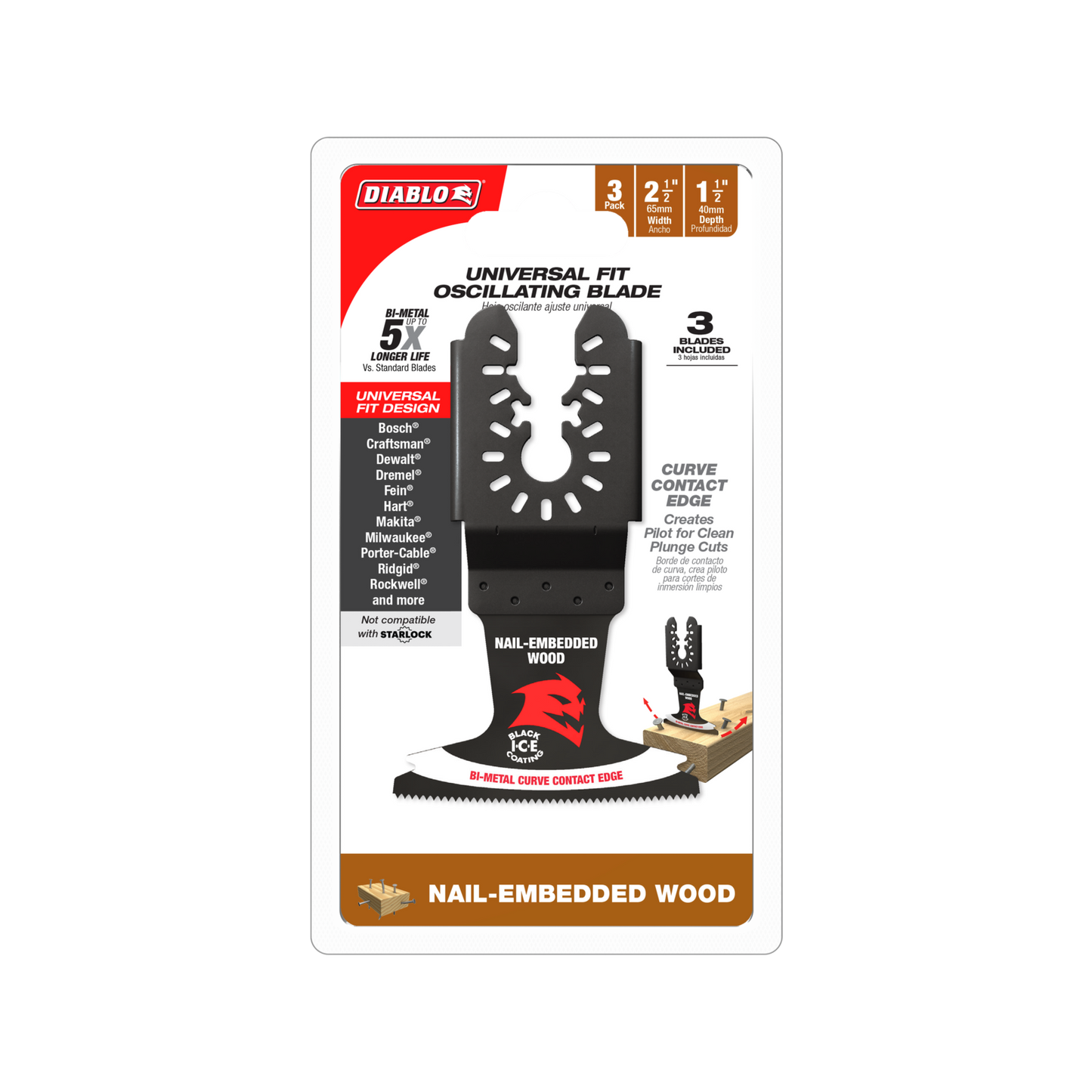Diablo Bi-Metal Multi Tool Blades - 65mm - 3 Pack
