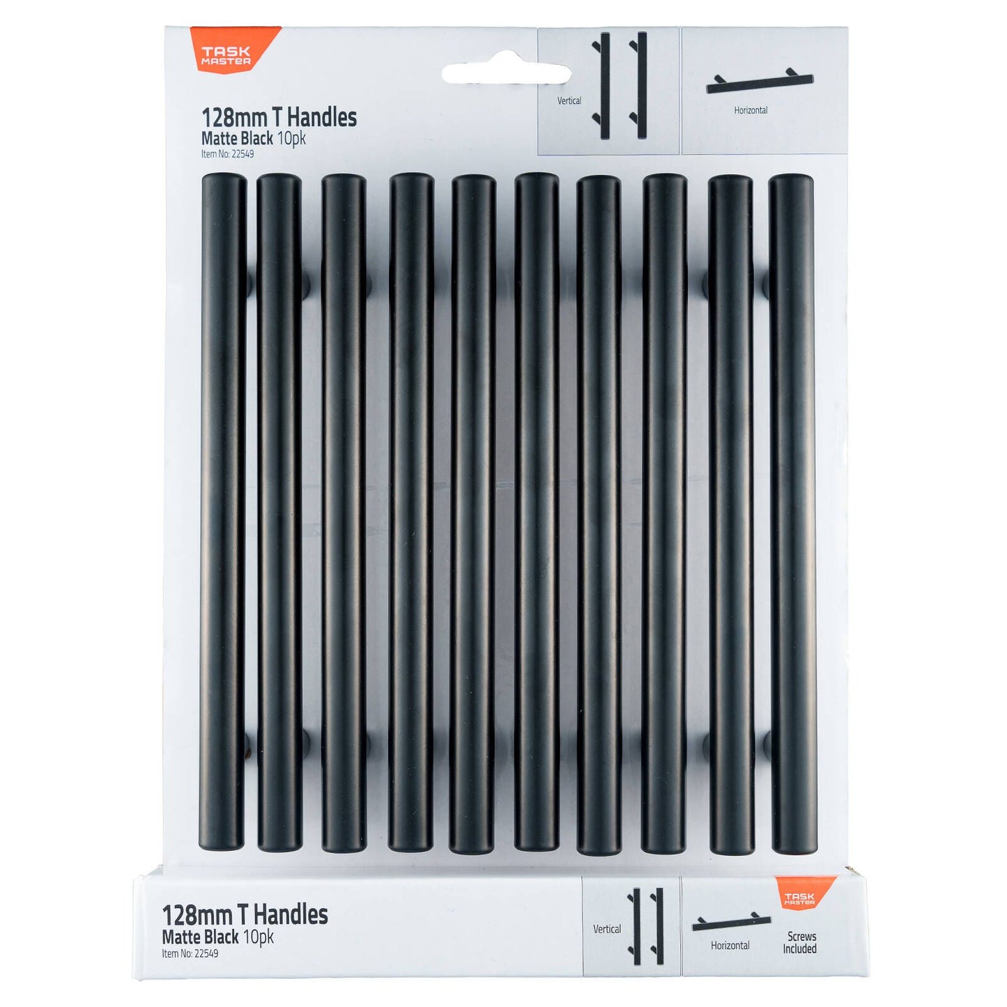 Taskmaster Matte Black T Handle - 128mm - 10 Pack