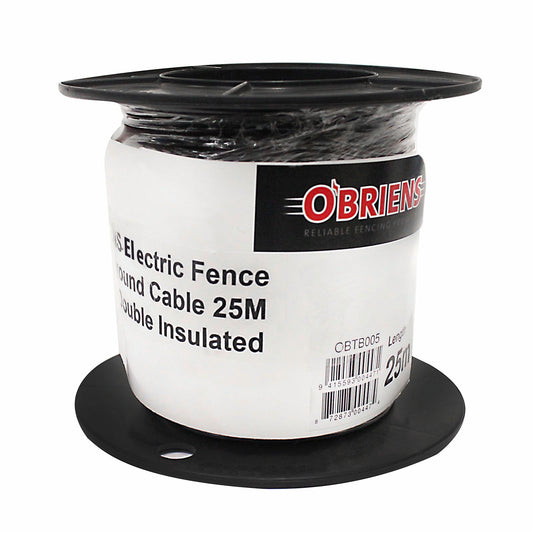 O'Briens Electric Fencing Cable Leadout - 25m - 5mm - Black