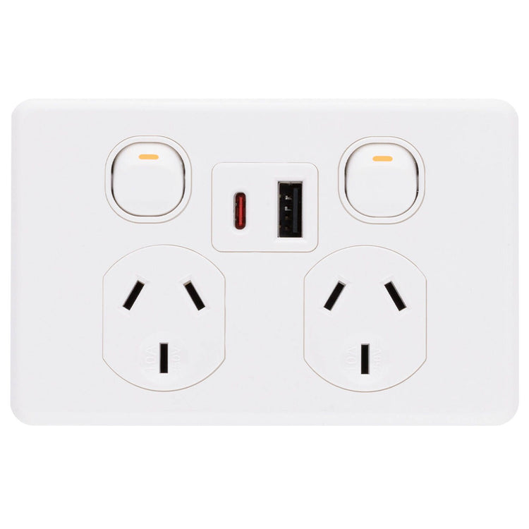 DETA X6 Double Powerpoint with USB A+C PD 20W Fast Charging