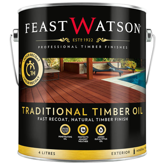 Feast Watson Traditional Timber Oil 4L - Weathered Grey - 4kg - 180mm x 190mm x 180mm