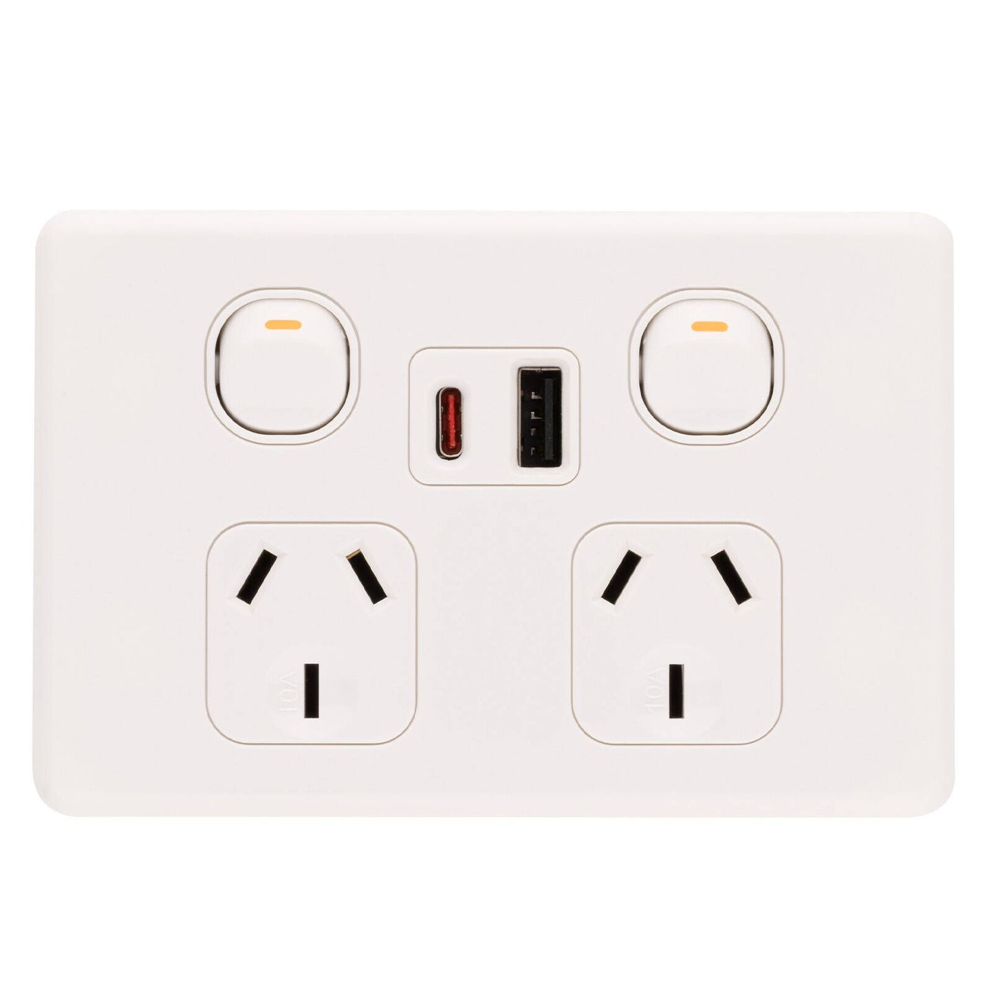 Deta S Line Double Power Point with USB A+C - 45 x 74 x 115mm