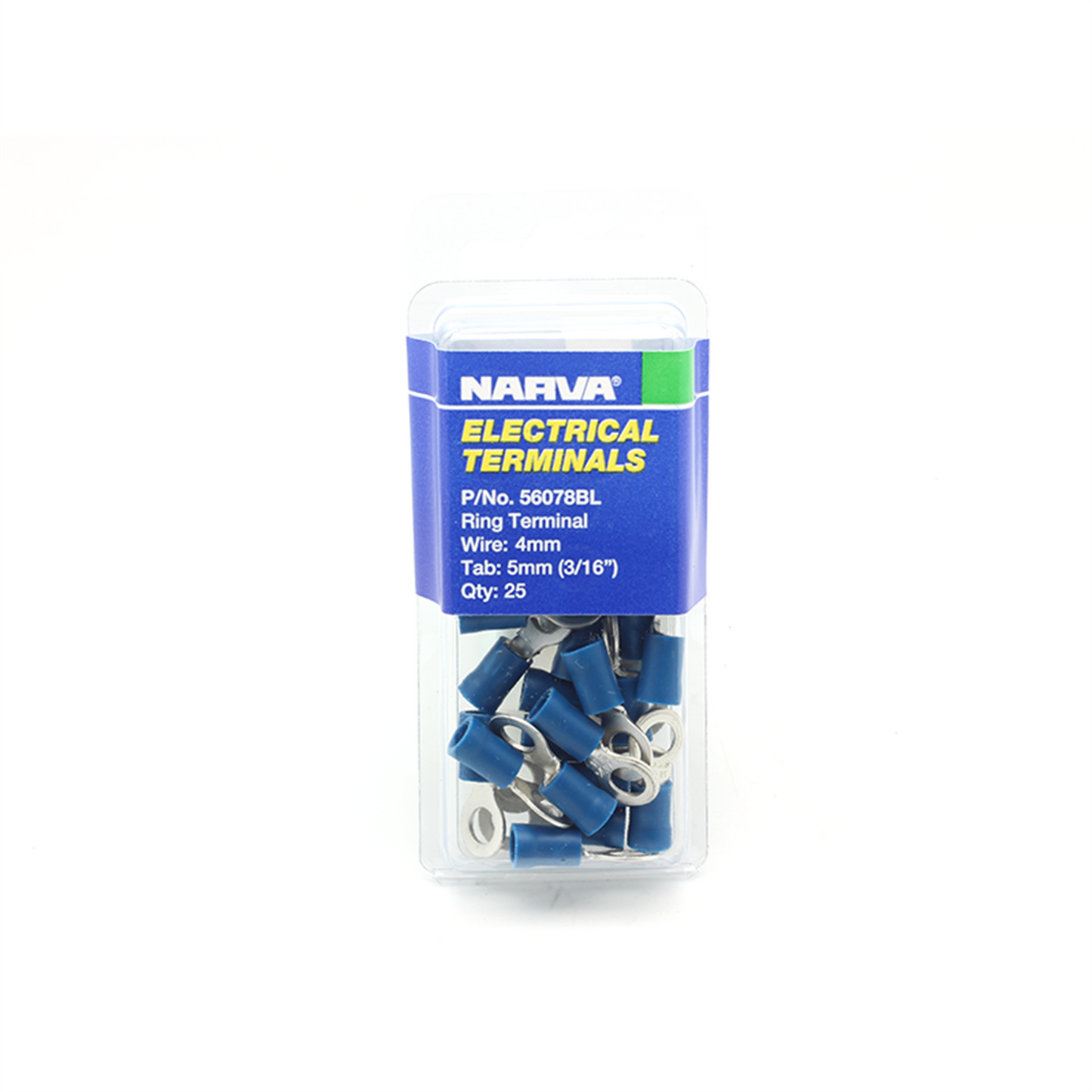 Narva Blue Flared Vinyl Insulated Ring Terminal - 4mm - 25 Pack