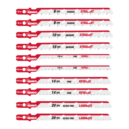 Kango Wood Jigsaw Blade Set - 10 Piece - 102 x 13 x 124mm