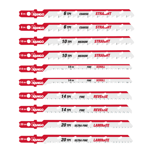 Kango Wood Jigsaw Blade Set Universal Shank 10 Piece