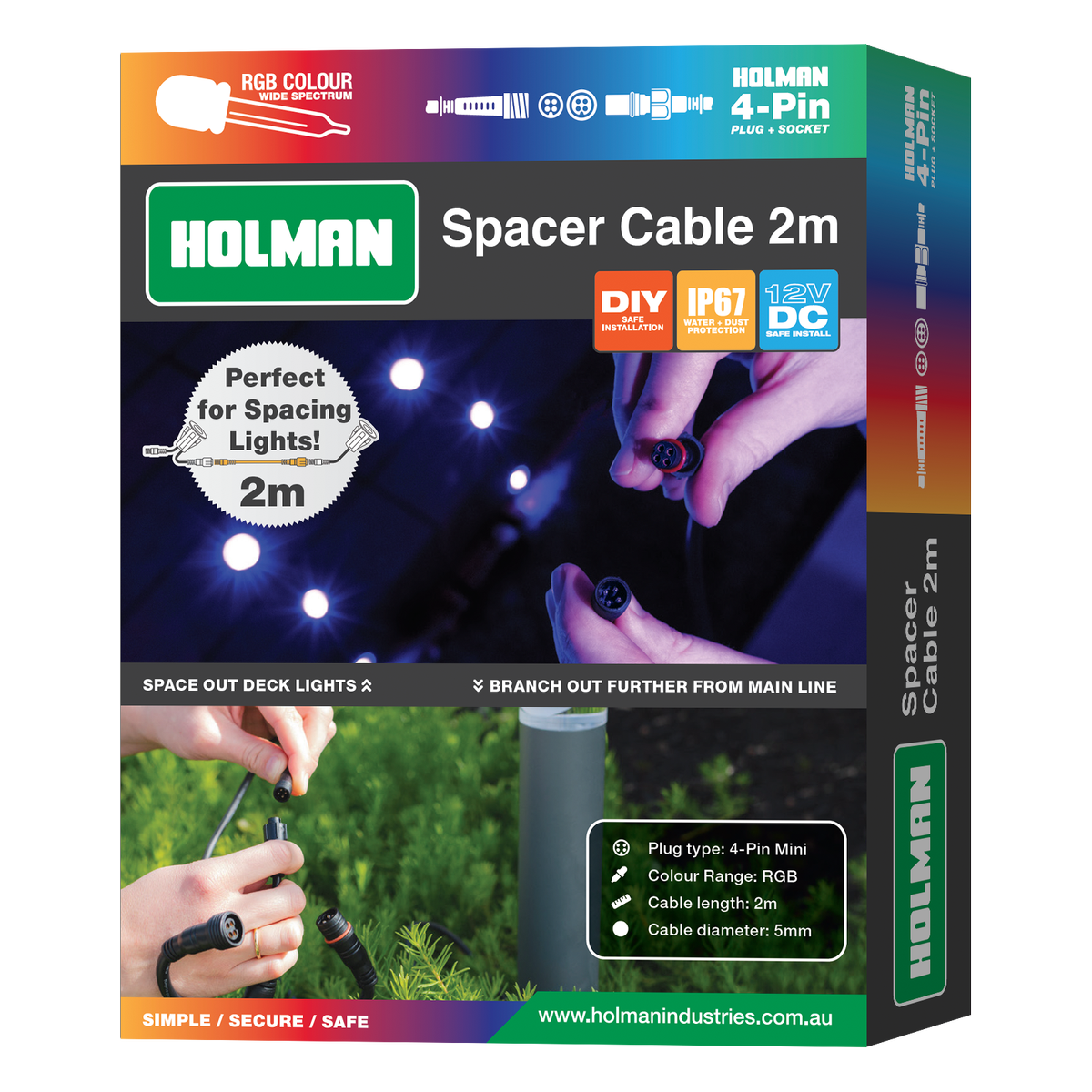 Holman RGB Colour Connection Tee - 100mm - Weather Resistant - Outdoor Use