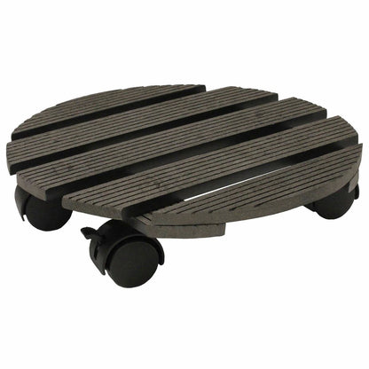 Jack Round Pot Trolley - 29cm Charcoal - Wood-Poly Composite - Heavy Duty