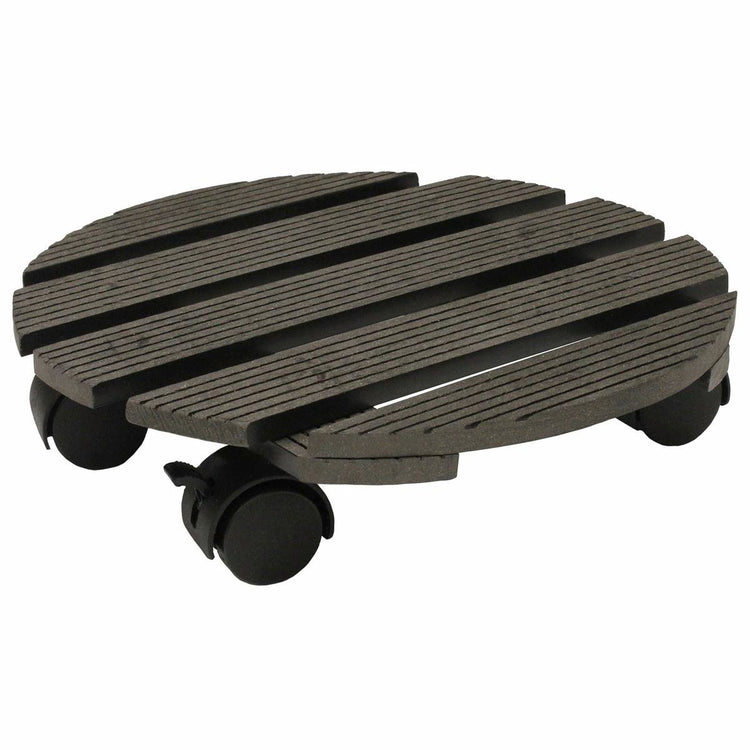 Jack Round Pot Trolley - 29cm Charcoal - Wood-Poly Composite - Heavy Duty