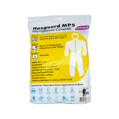 Pro Val Hazguard MP5 Disposable Coverall - XXL - White