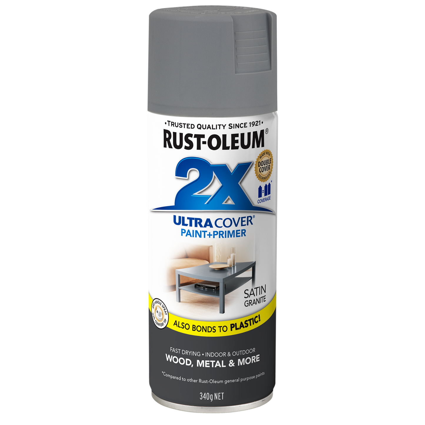 Rust-Oleum 2X Ultra Cover Satin Spray Paint - 340g - Granite