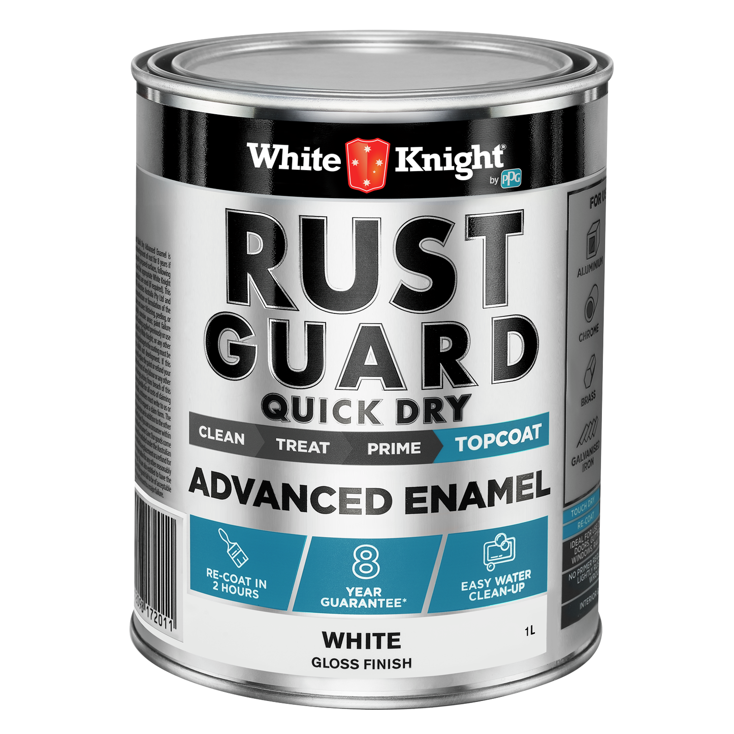 White Knight Rust Guard Advanced Enamel Paint - 1L - White Gloss