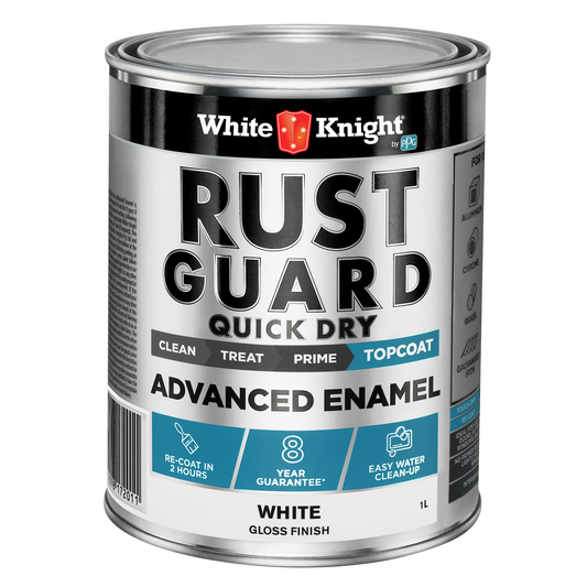 White Knight Rust Guard Advanced Enamel Paint - 1L - White Gloss