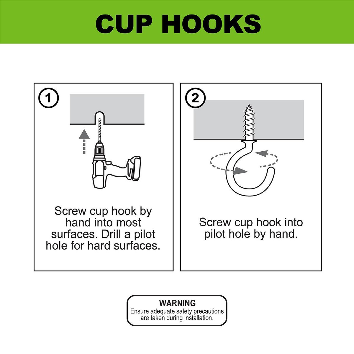 Everhang Cup Hooks - 10mm - PVC Coated - 5 kg Load Rating - 5 Pack