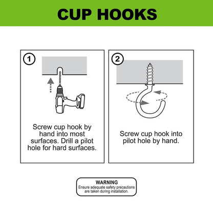 Everhang Cup Hooks - 10mm - PVC Coated - 5 kg Load Rating - 5 Pack