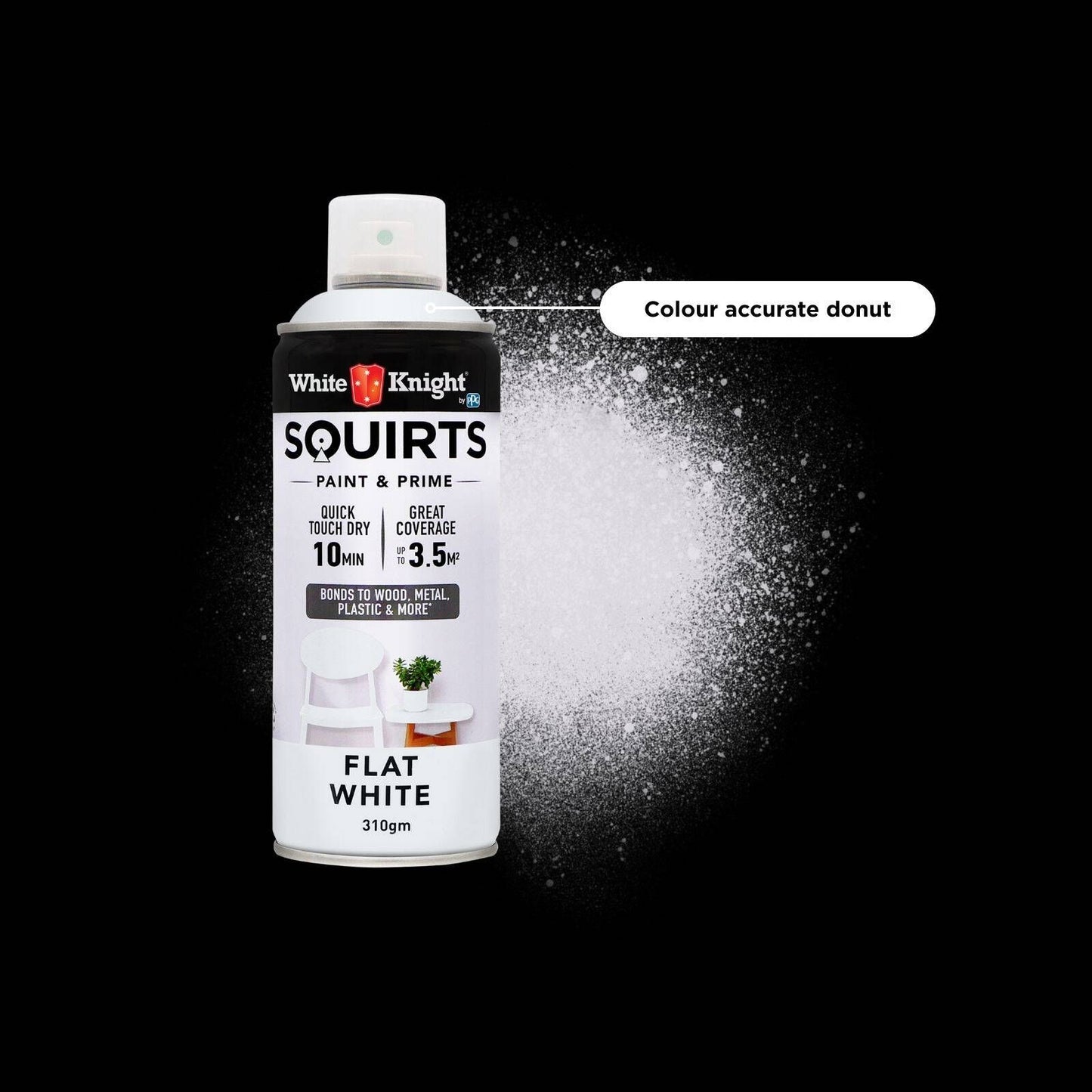 White Knight Squirts White Flat Spray Paint - 310g