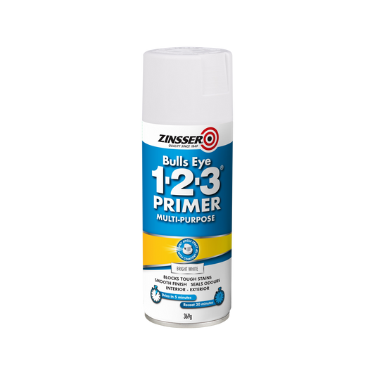 Zinsser Bulls Eye 1-2-3 Primer Multi Purpose Bright White  Spray 369g