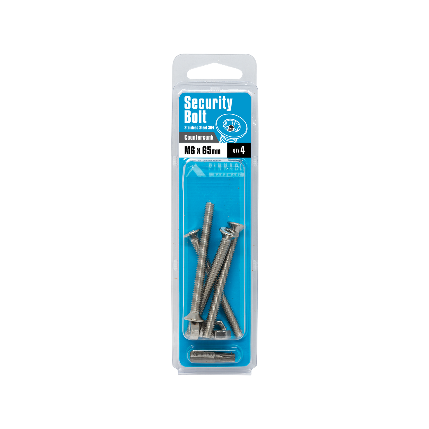 Pinnacle M6 x 65mm Stainless Steel Security Bolts - 4 Pack