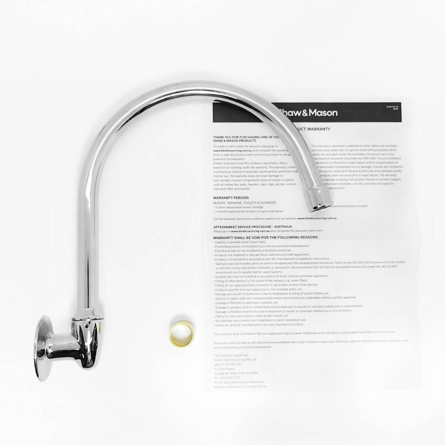 Shaw Mason Large Chrome Swivel Wall Sink Spa Spout - 59 x 278mm