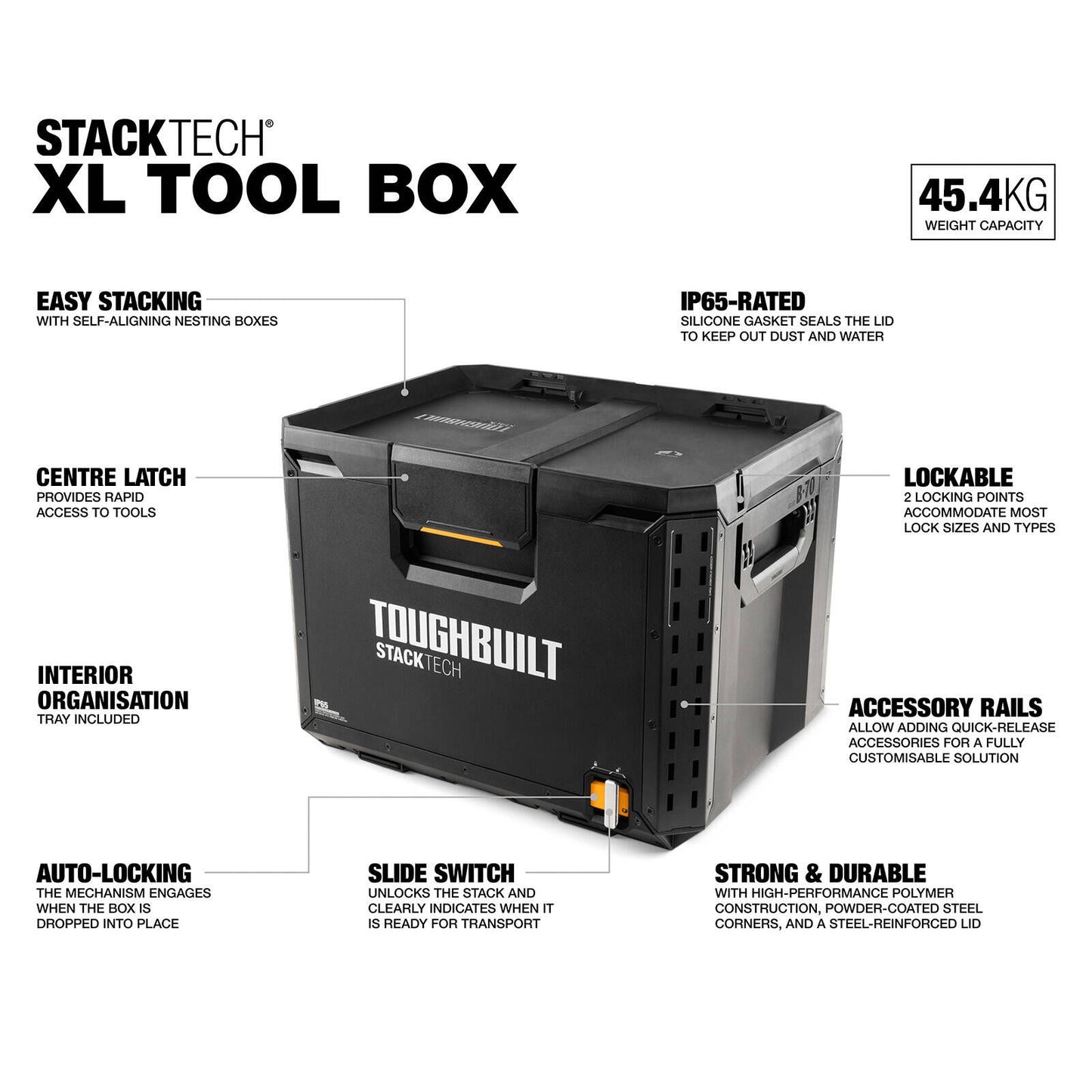 Toughbuilt Stacktech XL Tool Box - 410 x 395 x 530mm