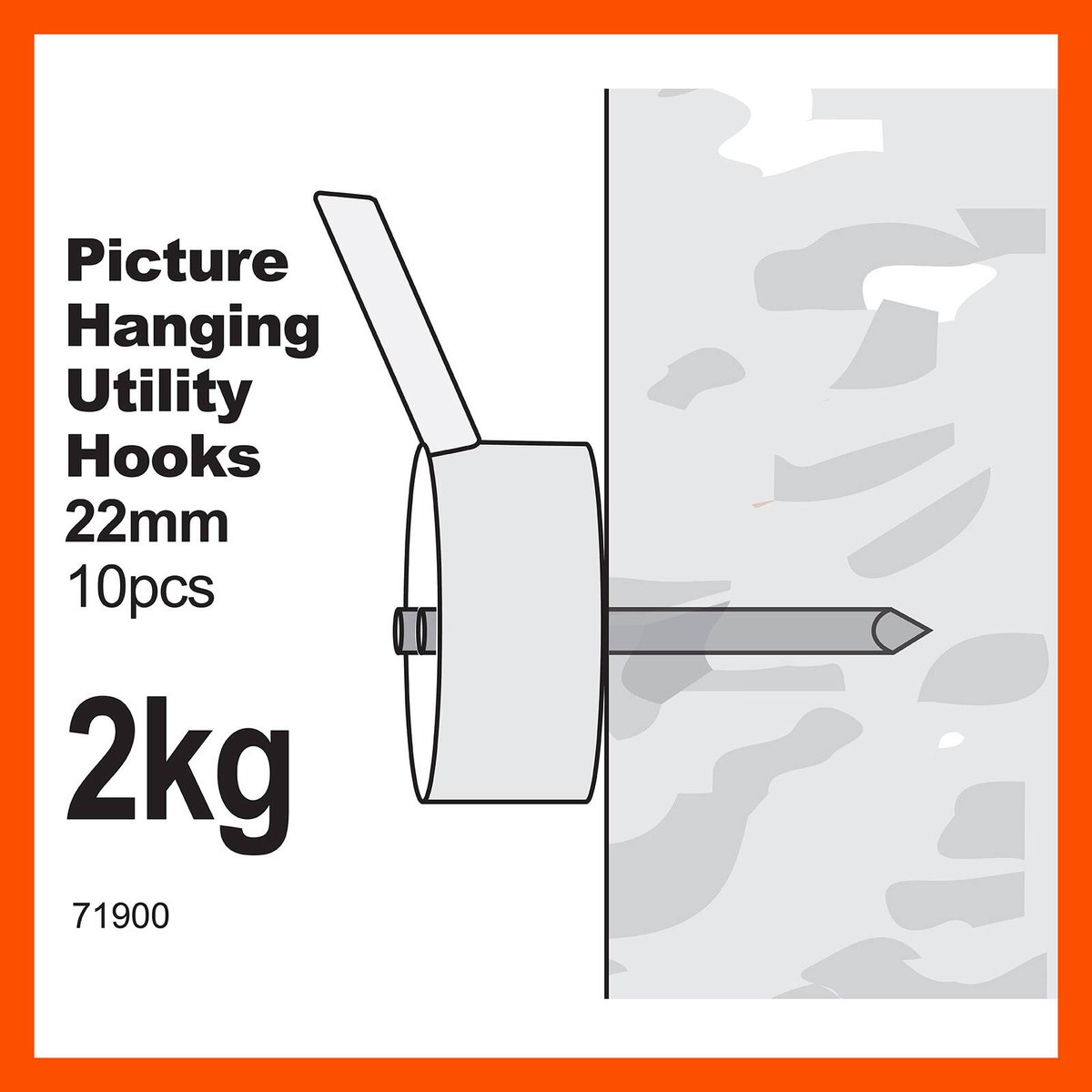 Everhang Picture Hanging Utility Hook - 47mm x 120mm - ABS Plastic - Easy Install - 10 Pack
