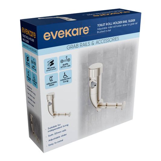 Evekare Toilet Roll Holder Rail Slider - Brushed Nickel